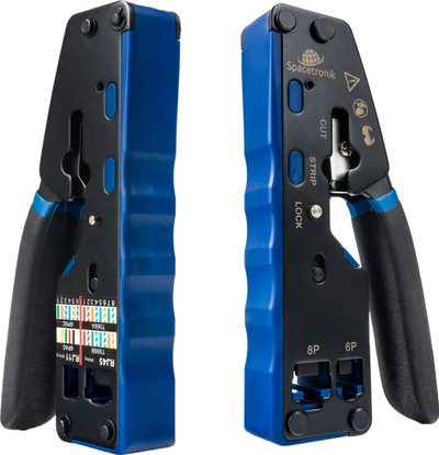 Pincë krimpimi Spacetronik NT-CT03 për RJ45, RJ11, RJ12, 3‑në‑1, zi me blu