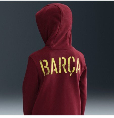 Bluzë me kapuç për fëmijë Nike Barcelona Fourth Club Full-Zip, fanellë zyrtare, me zinxhir të plotë, e kuqe