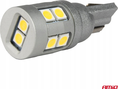 Llambë LED CANBUS AMIO T10 W5W 12 SMD 3030, 12V 24V, e bardhë e ftohtë