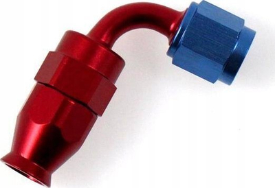 Fiting 90° TurboWorks AN4 PTFE, alumini, për vaj ujë karburant, i kuq blu