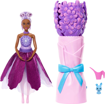 Kukull Barbie Petal Pop, me aromë, me aksesorë surprizë, vjollcë rozë