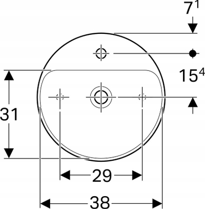 Lavaman mbi banak Koło Variform, 45cm, qeramike, i bardhë