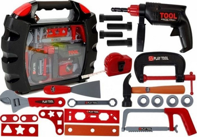 Set lodrash veglash për fëmijë Toolkit for DIY in the Case, plastikë, me kuti, i zi