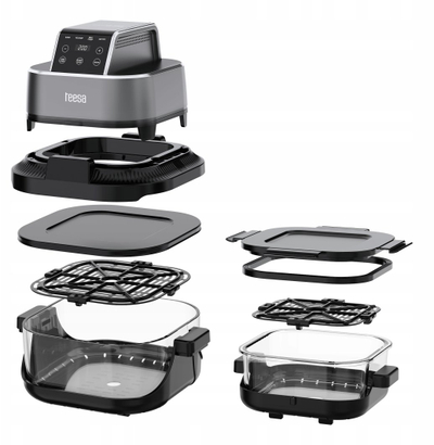 Fritezë me ajër Teesa Glass Air Fryer TSA8090, 1500W, 4L + 1.5L, e zezë