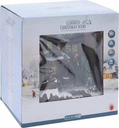 Dekor Krishtlindjesh me Santa, skenë dekorative, LED, 25 cm