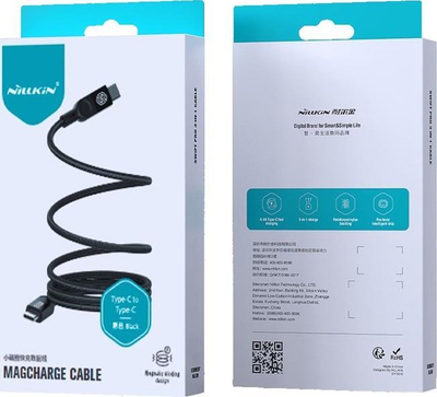 Kabll karikimi Nillkin MagCharge Type C në Type C, 100W PD, i zi