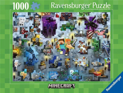 Puzzle Minecraft Mobs, 1000 pjesë, 70 x 50 cm, shumëngjyrësh