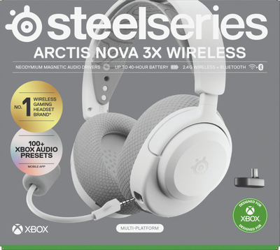 Слушалки гејминг SteelSeries Arctis Nova 3X Wireless, за Xbox, безжични, бели