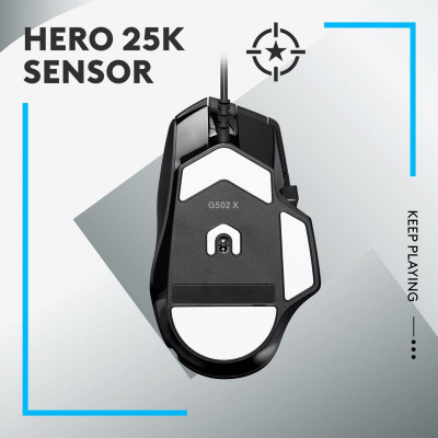 Mouse gaming Logitech G502 X, HERO 25K 25600 DPI, 13 butona, i zi