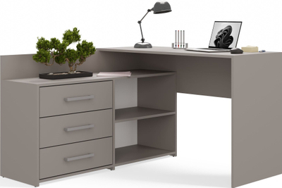 Tryezë këndi Narone Functional Due Dany, 120x50x76cm, me sirtarë, gri