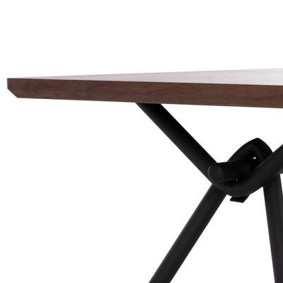 Tavolinë ngrënieje Dyman Walnut Veneer, 220x90x75 cm, strukturë metalike, arre e errët