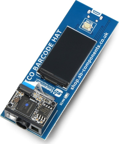Modul për lexim barkodesh SB Components Barcode HAT për Raspberry Pi Pico, me ekran TFT 1.14", DE2120 1D 2D, blu