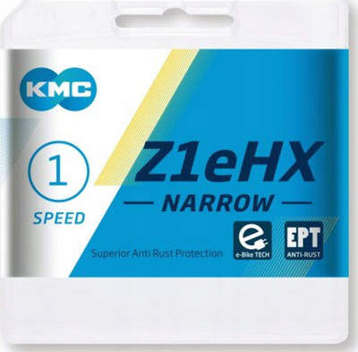 Синџир за велосипед KMC Z1eHX EPT, една брзина, 112 алки, темно сребрен