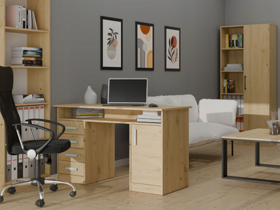 Tavolinë zyre ADA OAK ARTISAN, 125 cm, 4 sirtarë, dru artizan