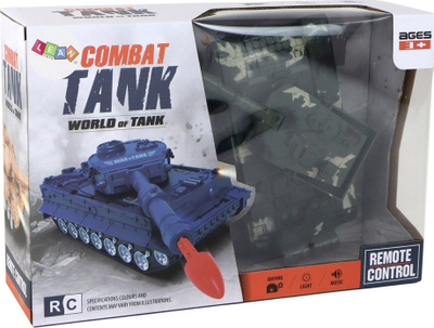 Играчка тенк со далечински управувач Combat Tank, ротација 360°, стрели со светло и звук, зелен камуфлаж
