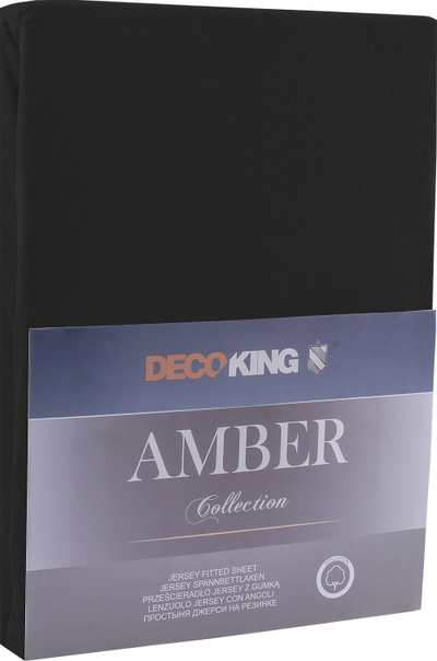 Чаршаф со ластик DecoKing Amber, памук, 180-200x200 cm, црн