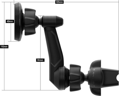 Mbajtës magnetik telefoni Ringke Power Clip Wing, montim në grilat e ajrit, rrotullim 360°, i zi