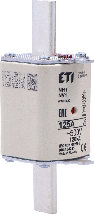 Siguresë elektrike Eti Polam NH1 gG 004184223, 125A, 500V