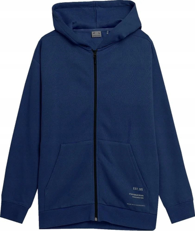 Bluzë me kapuç për burra 4F M 4FSS23TSWSM236, me zinxhir, pambuk, blu navy