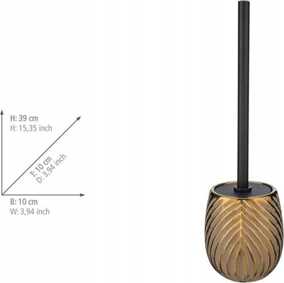 Сет четка за тоалет WENKO Ceramic Idro Gold, керамика, црна рачка, златна