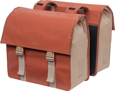 Çantë dyshe biçiklete Basil Urban Load, 46–53L, e papërshkueshme nga uji, Terra Red Rose