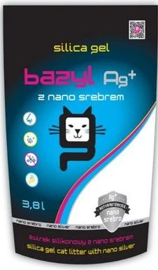 Rërë higjienike për mace Bazyl Ag+ Silica Gel, 3.8L, me nano argjend