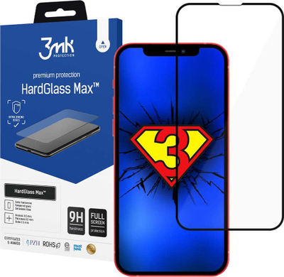 Mbrojtëse ekrani 3mk HardGlass Max për iPhone 13 Pro, xham i temperuar, 0.3mm, e zezë
