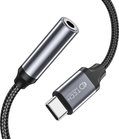 Adapter USB Tech-Protect THP1794, USB-C në 3.5mm, argjendtë