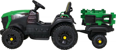 Traktor elektrik për fëmijë Ecotoys, 12V, me rimorkio, i gjelbër