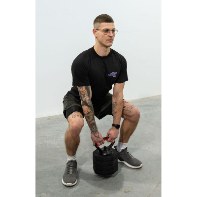 Kettlebell Eb Fit Composite, 10 kg, peshë e rregullueshme, e zezë me të kuqe