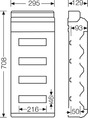 Tabllo shpërndarëse modulare Hensel KV 8448, 4x12 module, IP65, gri