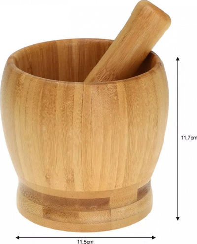 Havan kuzhine KingHoff KH-1617, bambu, 11.5cm, kafe natyrale