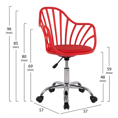 Karrige zyre Becky e kuqe 57×57×96 cm (HM8457.04), kuqe