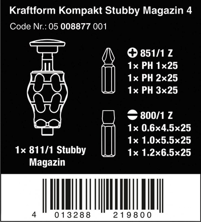 Kaçavidë Wera Kraftform Kompakt Stubby Magazine 4, set 6 copë, portokalli