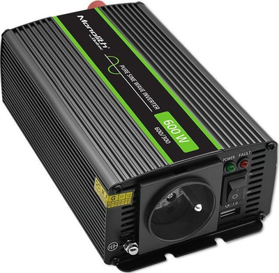 Konvertues tensioni Qoltec Monolith 600, 300W, sinusoide e pastër, gri
