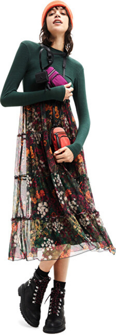 Fustan Desigual Vest Free Garden, i gjelbër/shumëngjyrësh