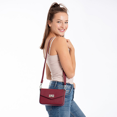 Çantë krahu FLORA & CO 6529, e kuqe e errët