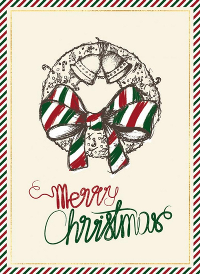 Kartolinë Krishtlindjeje Henry Card B6 Christmas Bow, palosje përpjetë, me fjongo, me ngjyra plot