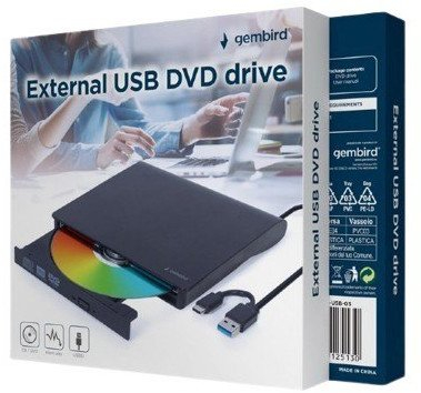 Надворешен DVD регистратор Gembird DVD-USB-031, USB 3.1, Type-C, црн