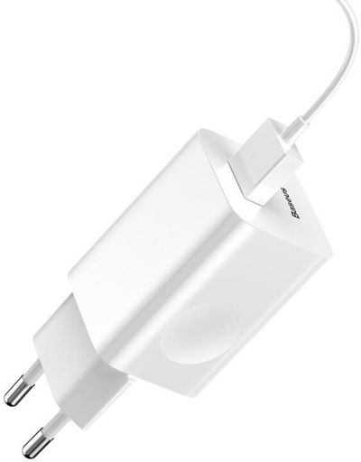 Karikues Baseus Quick, USB-A, 24W, i bardhë