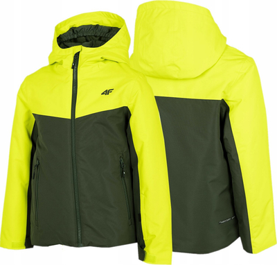 Xhaketë skish 4F HJZ22 JKUMN001, me kapuç, Regular Fit, jeshile neon