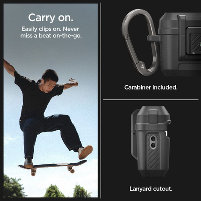 Mbulesë mbrojtëse Spigen Lock Fit për Apple AirPods Pro 1 e 2, e fortë, e zezë