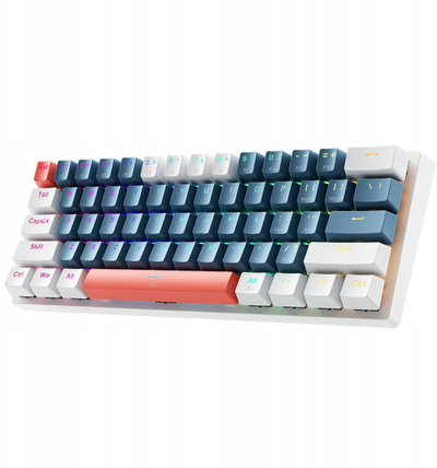 Tastierë gaming Machenike K500 B61, mekanike me kabllo, RGB, blu e bardhë