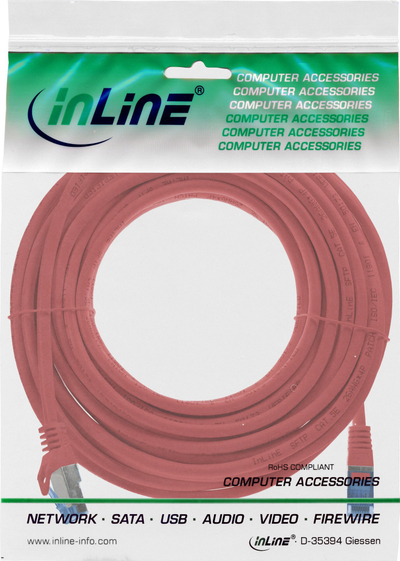 Kabllo rrjeti InLine Cat.6A S/FTP, 5m, CCA, e kuqe
