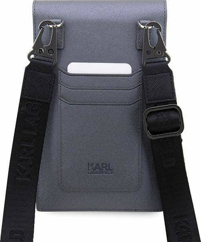 Çantë Karl Lagerfeld Saffiano Karl and Choupette Head, lëkurë eko, me rrip krahu, argjendi