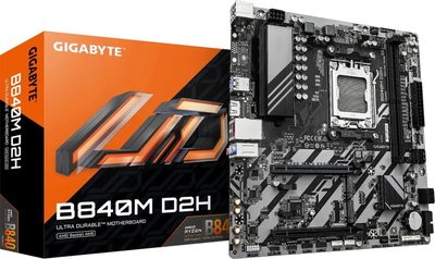 Pлоча Gigabyte B840M D2H, AMD Ryzen 9000, DDR5, mATX