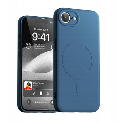 Kapak telefoni Goospery Semi Silicone MagSafe Series për iPhone 16e, silikon edhe TPU, blu