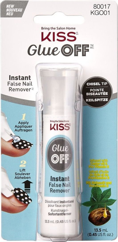 Отстранувач на лепак за вештачки нокти KISS Glue OFF Instant, 50ml, проѕирен