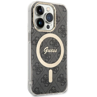 Futrollë telefoni Guess GUHMP15LH4STK, për iPhone 15 Pro 6.1", MagSafe 4G, e zezë