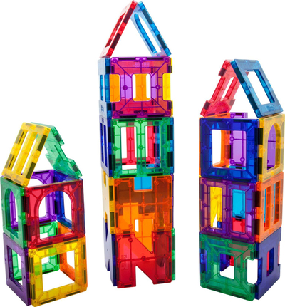 Lodër magnetike PicassoTiles PT42, set ndërtimi 3D, 42 copa, me ngjyra